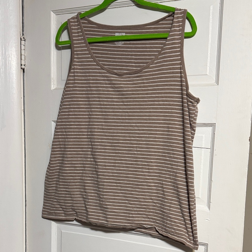 Duluth Trading Co Brown Striped Tank Top